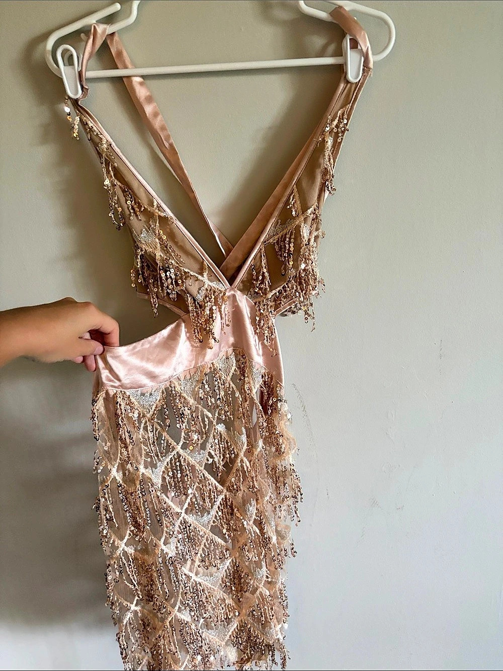 Pink Fringe Mini Dress Like New